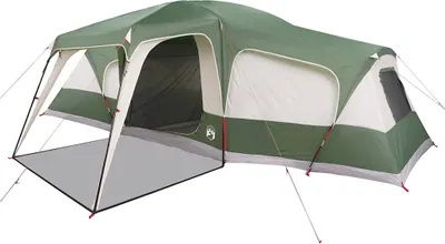 Image de vidaXL Tente familiale avec auvent 9 personnes Vert Etanche