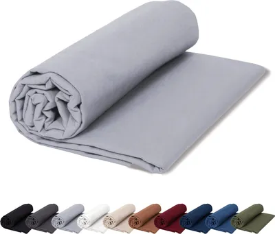 Produktbild von Renforce Bettlaken ohne Gummizug 140x200 cm Haustuch 100% Baumwolle Betttuch Hotel Leintuch, in Farbe: Silber