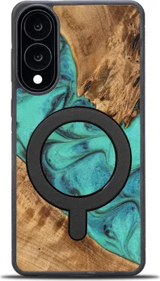 Obrázok produktu pre Drevené puzdro pre Galaxy S25 Edge, Bewood Unique Turquoise pre MagSafe