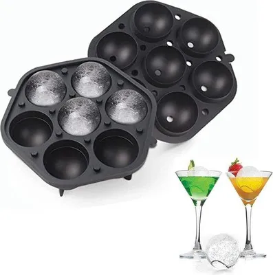 Image de Bacs à glaçons en silicone avec couvercle - 7 compartiments - réutilisables - boissons fraîches - cocktails au whisky