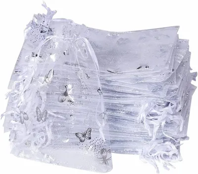 Produktbild von 100 Stück Organzabeutel 9 x 12 cm in Weiß für Geschenke und Süßigkeiten