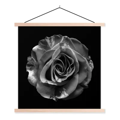 Produktbild von MuchoWow® Textilposter Blumen - Rose - Schwarz - Weiß - Botanisch 40x40 cm mit holzfarbenen Rahmen - Posterleiste