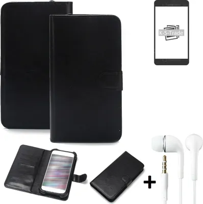 Produktbild von K-S-Trade Wallet Case Handyhülle kompatibel mit Oukitel Y5000 Schutzhülle Flip cover Flipstyle Tasche Hülle Flipcover Slim Bumper schwarz + in ear