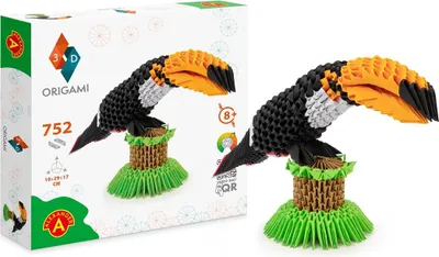 Obrázok produktu pre Alexander Toys ORIGAMI 3D – Toucan, Detský súprava na origami, 8 rok / roky, Papája, Viacfarebný, 752 kusov