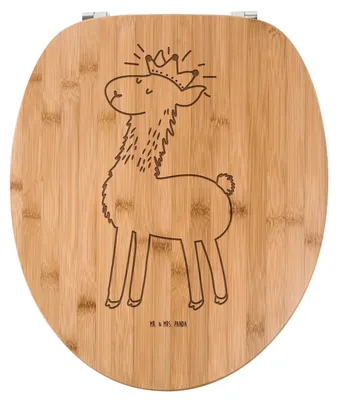 Produktbild von Mr. & Mrs. Panda Toilettendeckel Lama König - Transparent - Geschenk, holz wc sitz, Lamas, Klodeckel, Brille, Toilettenbrille, Freundin, Papa, Klobrille, Vorgesetzter