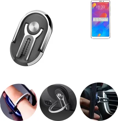 Produktbild von K-S-Trade 3in1 Smartphone-Ring Handy-Ring kompatibel mit Meizu M8 Fingerhalterung  Handyring Tischständer Lüftungsgitter-Halterung Tisch Ständer
