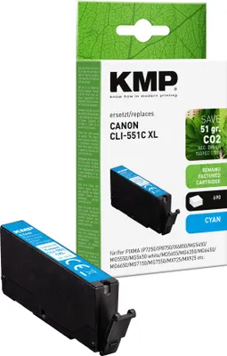 Produktbild von KMP Tinte cyan ersetzt Canon CLI-551 C XL 6444B001