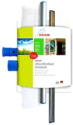 Image de ALCLEAR 960008 : Ensemble professionnel pour le nettoyage des fenêtres, comprenant un nettoyant pour fenêtres en microfibre et un kit complet pour le nettoyage des fenêtres