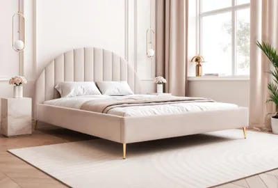 Obrázek produktu pro BESILIO Postel s nožičkami 160x200 slim Charlott II - kontejner, rám - béžová & Dream Velvet 03
