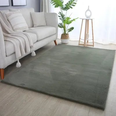 Produktbild von TapisTrend Designerteppich Grün 140x200 cm Grüner Indoor-Teppich aus Baumwolle für das Wohnzimmer, modernes Design, strapazierfähig und langlebig