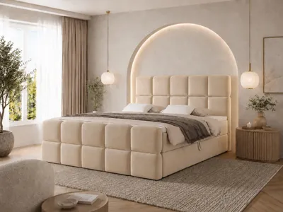 Produktbild von Emlar Boxspringbett Moya MAX 140x200 - Komplett-Set mit Matratze und Topper - Polsterbett mit Bettkästen - Boxspringbett Beige (Magic Velvet 2250)