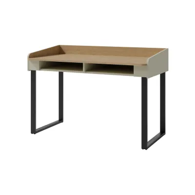 Produktbild von Beautysofa - Alex Schreibtisch 125 cm mit Stauraum, Moderner Computertisch, Bürotisch mit 2 offenen Fächern und Metallbeinen, Homeoffice, Eukalyptus