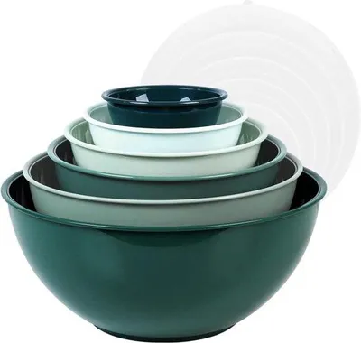Image de Lot de récipients en plastique avec couvercles, 12 pièces, antidérapants, empilables, verts, pour la cuisine (6 tasses et 6 couvercles)