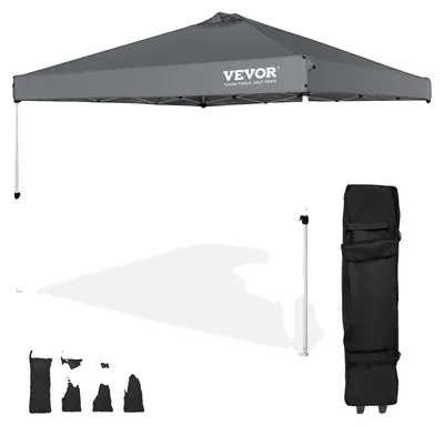 Productafbeelding van VEVOR Paviljoen 304,8x304,8x320cm, tuintent, 250D PU, zilver coating. Opvouwbaar paviljoen inclusief opbergtas. Partytent voor 6-8 personen. Pop-up tent, vouwtent, tuinpaviljoen voor kampeertrip