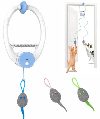 Produktbild von Automatisches Katzenspielzeug mit Federn, elektrische Katzenangel mit Timer und wiederaufladbarem Akku, interaktives Spielzeug für Katzen und Kitten