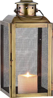 Produktbild von Marrakesch Vintage Deko Windlicht Laterne 34cm groß antik aus Metall Gold | Teelichthalter als Tischdeko Wohnzimmer Deko | Kerzenhalter Windlichter Taldo als Balkon Terrasse & Garten Aesthetic Deko