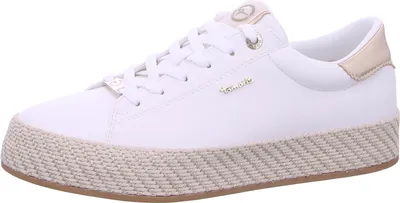 Produktbild von Tamaris Damen Sneaker Lowcut vegan mit Plateausohle in Bast Optik 1-23713-42, Größe:39 EU, Farbe:Weiß