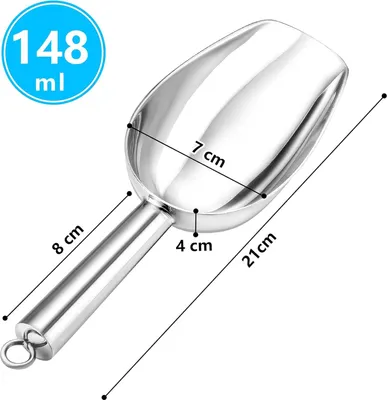 Produktbild von Eisschaufel, Edelstahl Mehlschaufel Abfš¹llschaufel, Klein Futterschaufel Sackschaufel Abwiegeschaufel fš¹r Kš¹che Bar Hochzeit Buffet Party, Rostfrei & Spš¹lmaschinenfest - 5 Unzen
