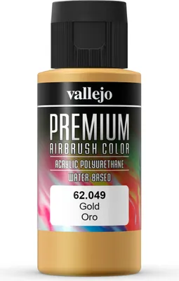 Premium Color Pearl & Metallics Vallejo 62049 Gold 60ml Airbrush Farbe