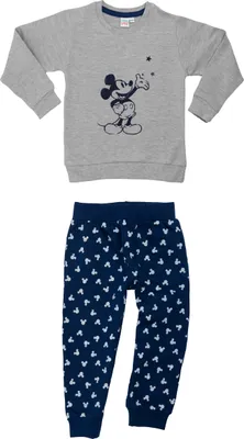 Produktbild von Disney Mickey Mouse Baby Set Unisex Oberteil Pullover mit Hose 2-Teiler Grau/Blau 62-68