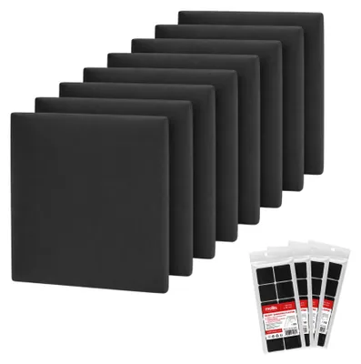 Produktbild von STEGU Polsterpaneel-Set 8× Quadrat 30x30 cm inkl. Klettband Kopfteil Schlafzimmer Schwarz