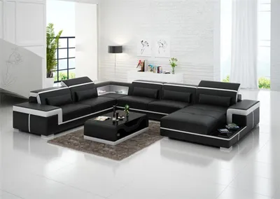 Zdjęcie produktu dla Sofa Kanapa Tapicerowana Apartament Living area Design Narożnik Skórzany Nowy Pomarańczowy Kształt U