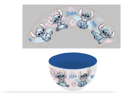 Image de Stitch – Bleu aquarelle – Bol en céramique, présenté dans une boîte cadeau – 600 ml