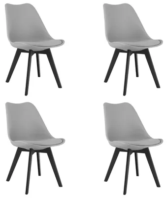 Productafbeelding van Stoel - Leobert - Mark - Grijs/Zwarte poten - 49 x 43 x 82 cm - Lot van 4