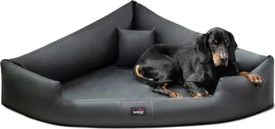 Produktbild von tierlando® TRIVIA | Orthopädisches Eckhundebett Kunstleder Hundebett Dreieckbett - Größe: 120x120cm | Farbe: 02 Graphit