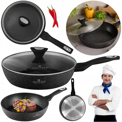 Produktbild von Edenberg Hohe Marmor-Pfanne mit Deckel Induktion 20cm