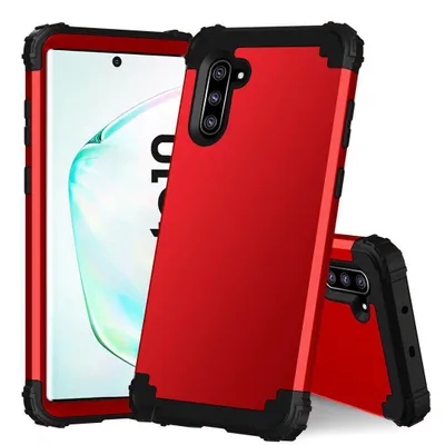 Obrázek produktu pro Galaxy Note 10 Pouzdro, 3 v 1 Hybridní Pevný PC TPU Silikon, Odolné proti nárazům Ochranné pouzdro pro Samsung Galaxy Note 10 červené