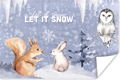 Produktbild von MuchoWow® Poster Winter - Schnee - Eichhörnchen 30x20 cm - Plakate - Print