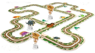 Produktbild von Puzzle Autorennbahn Dinosaurier - 44 Teile - Rennstrecke mit Aufziehraupe ab 3 Jahren