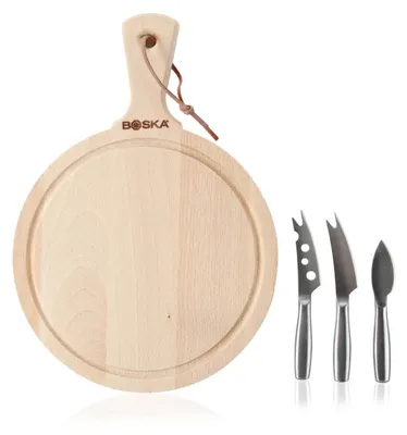 Produktbild von Boska Käseset Amigo/Käsebrett mit drei Käsemesser/Holz/Edelstahl/Braun/Silber / 335 x 238 x 30 mm