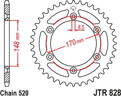 Obrázek produktu pro JT řetězové kolo 50T 520 JTR828.50