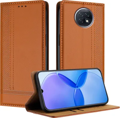Produktbild von Handyhülle für Xiaomi Redmi Note 9T Leder Flip Klappbare Schutzhülle mit Standfunktion Braun