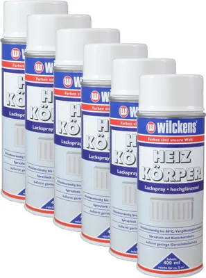 Produktbild von 6x Heizkörperlackspray weiß hochglänzend 400ml Heizung Lackspray Spraydose