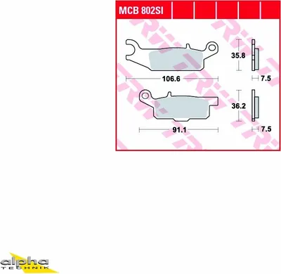 Immagine prodotto di Set di pastiglie freno TRW MCB802SI YFM550
