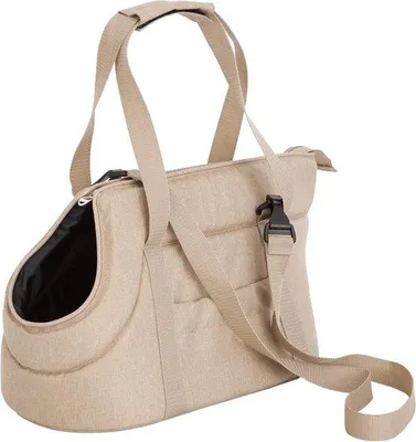 Obrázek produktu pro Taška pro psy – přepravka pro kočky – přeprava domácích zvířat – popruh přes rameno pro pohodlné nošení – velikost M: 20 x 36 x 22 cm – béžová