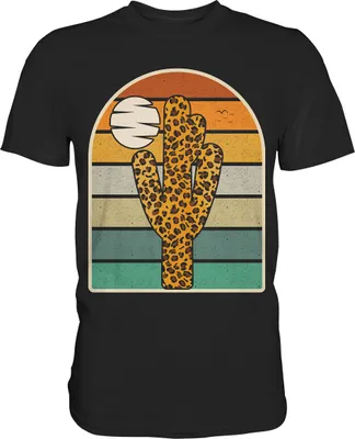 Produktbild von Kaktus Leopard Retro Pflanzen T-Shirt – Black / L