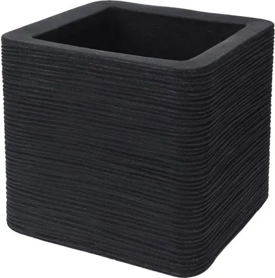 Produktbild von XL doppelwandige Pflanzkübel in toller Struktur Optik, Maße: 30x30x27 cm, Farbe: Anthrazit