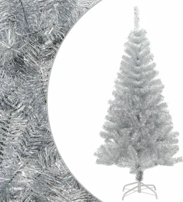 Image de Maison Exclusive - Sapin de Noël artificiel avec support argenté, 120 cm, en PET