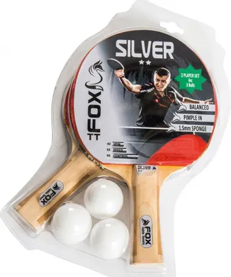 Produktbild von Fox TT Tischtennis Set 2 Spieler Silber - Tischtennisschläger und Bälle