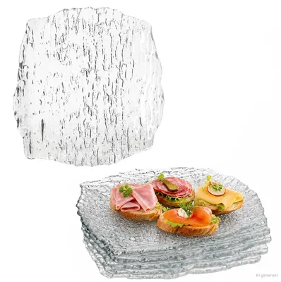 Produktbild von 6x St Tropez Speiseteller Glas 28x28cm quadratisch Essteller Platte