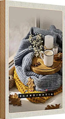 Produktbild von Holzschild Reise 20x30cm Skandinawien Wolle Kaffee Herbst Kerze