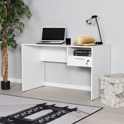 Image de Skye Decor, Cms-510-Dd-1, bureau, blanc, panneaux de particules 100 % mélaminés, 120 x 60 x 75 cm