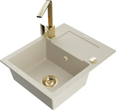 Produktbild von Mexen Enzo 1 Becken-Granitspüle mit Abtropffläche und Mischbatterie Rita, Beige - 6506-69-670300-50