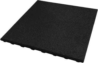 Produktbild von Fallschutzmatte in Schwarz | 50x50 cm | 25 mm dicke Sicherheitsmatte | Stoßdämpfende Gummimatte | Rutschfest und robust | Ideal für Spielplätze, Fitnessräume und Außenbereiche