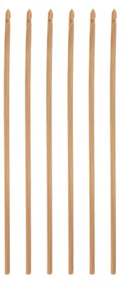 Häkelnadeln 3 mm, 6 Stück, Bambus, gelb, 148 mm Länge