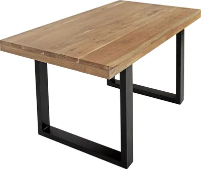 Produktbild von Esstisch Akazie Natur 120 x 80 cm massiv gerade Tischkanten U-Gestell schwarz RIO